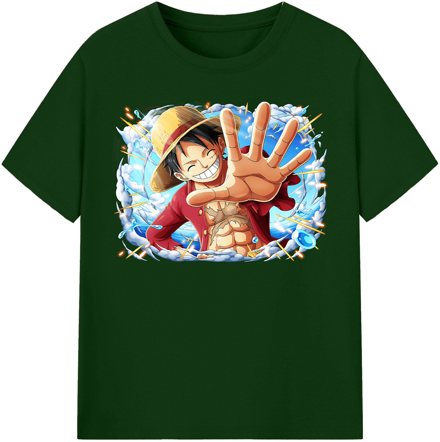 ワンピース モンキー・D・ルフィ ONE PIECE Monkey D. Luffy 綿100％半袖Tシャツ（フロントプリント）